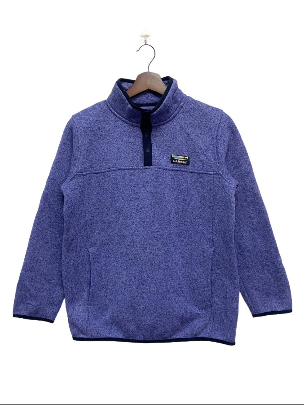 L.L. Bean Girls' Purple Snap-Placket Fleece Pullover